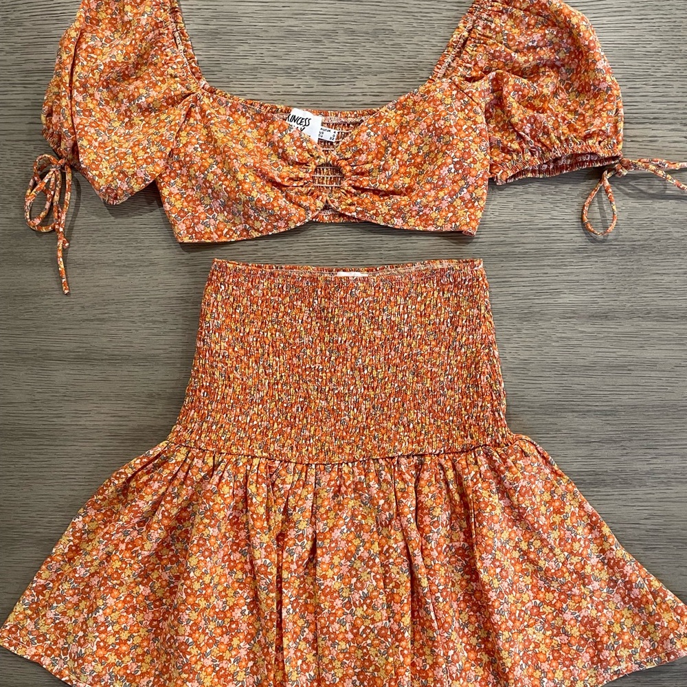 Princess Polly Orange Floral Smocked Set